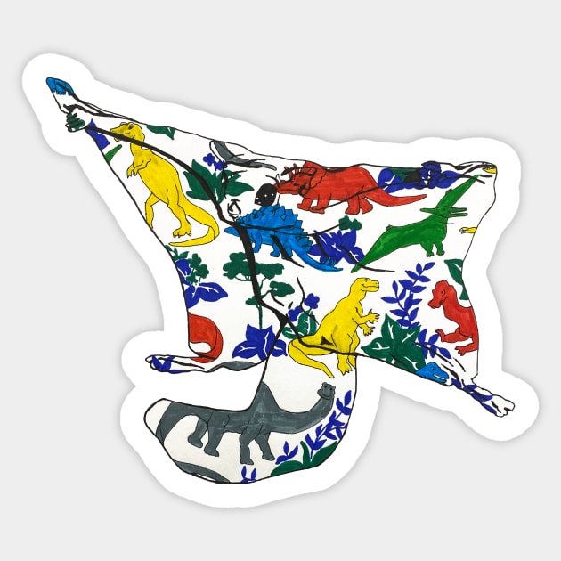 Flying Squirrel Dinosaur Blanket Sticker by RaLiz